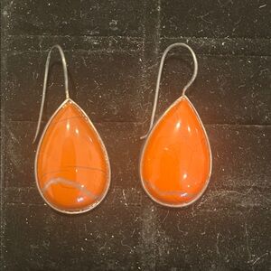 Carolyn Pollack Orange Teardrop Earrings